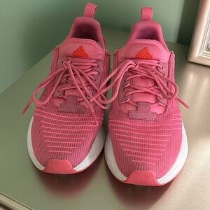 Adidas, hot pink and orange sneakers
